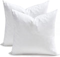 TOPGREEN Feather Down Throw Pillow Inserts 18 x 18, Set of 2, 100% Organic Cotton Shell, Soft Decorative Square Pillows Insert for Living Room Sofa, Couch, or Bed (White)