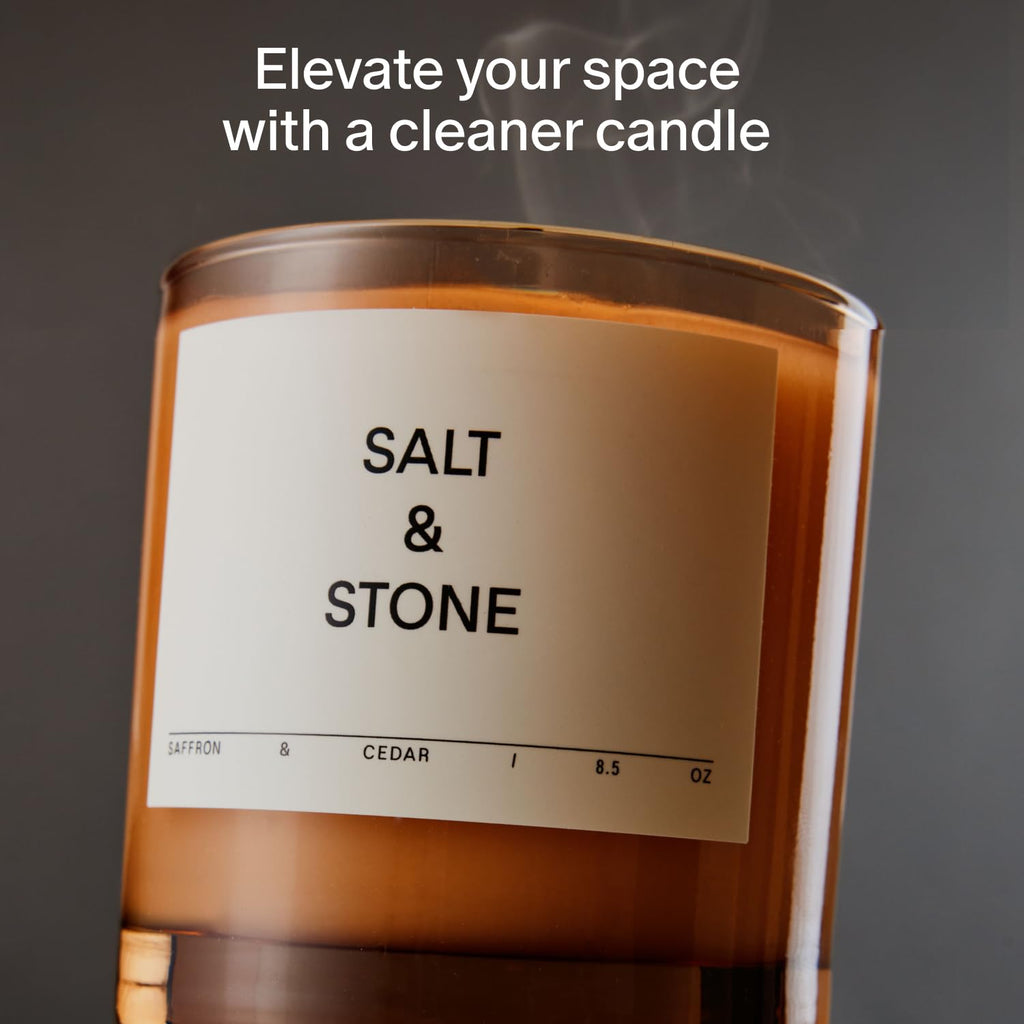 Salt & Stone Coconut & Soy Blend Scented Candle, Santal & Vetiver 8.5 oz