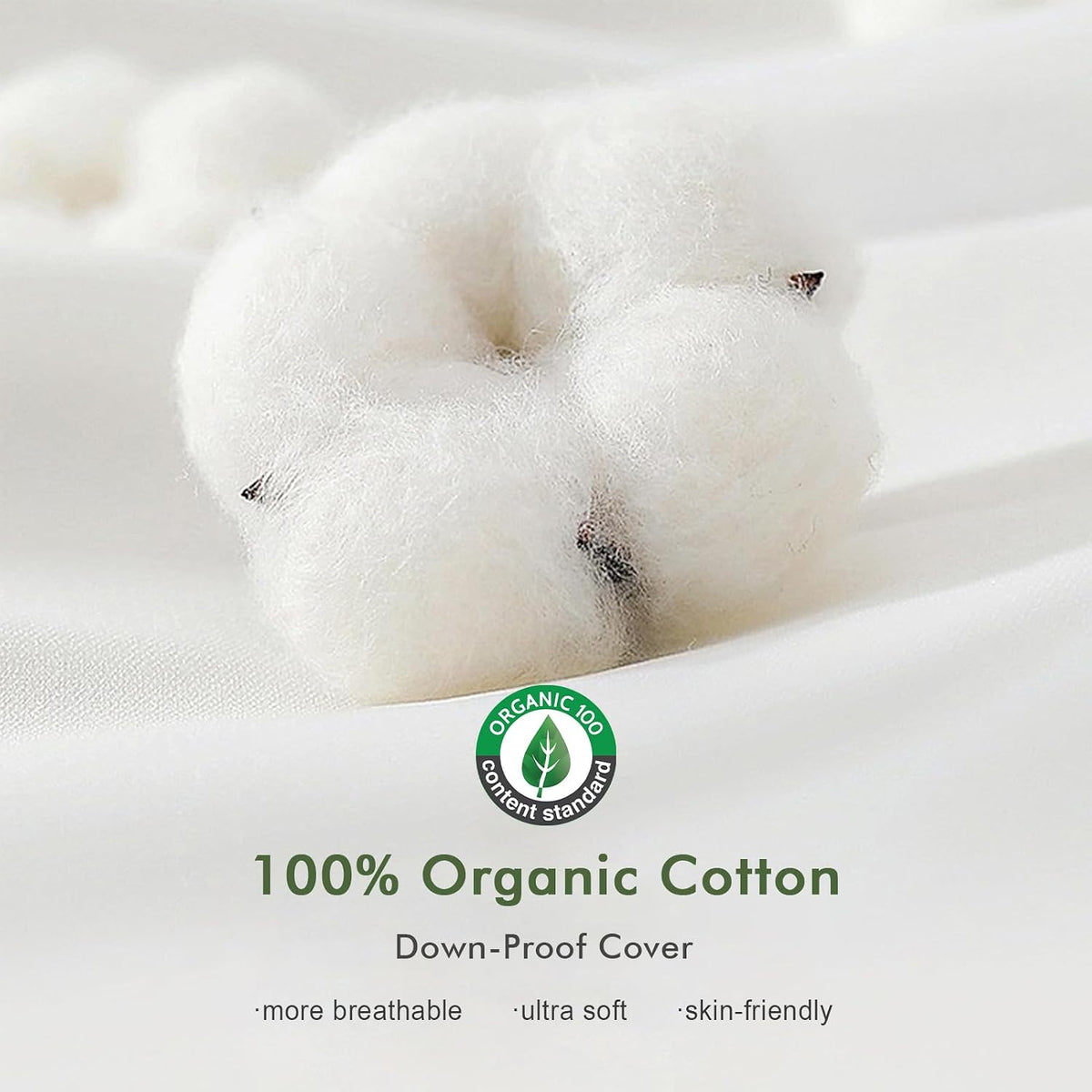TOPGREEN Feather Down Throw Pillow Inserts 18 x 18, Set of 2, 100% Organic Cotton Shell, Soft Decorative Square Pillows Insert for Living Room Sofa, Couch, or Bed (White)