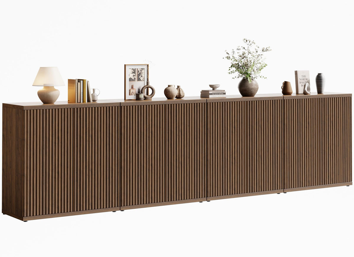 Fluted Buffet Cabinet with Storage Sideboard with 2 Doors & Adjustable Shelf