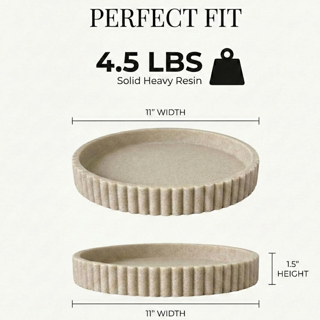 OAKOA Round Decorative Tray Coffee Table Tray - Resin Circle Tray Decor