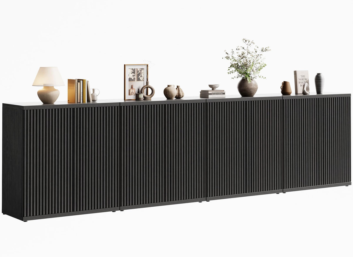 Fluted Buffet Cabinet with Storage Sideboard with 2 Doors & Adjustable Shelf