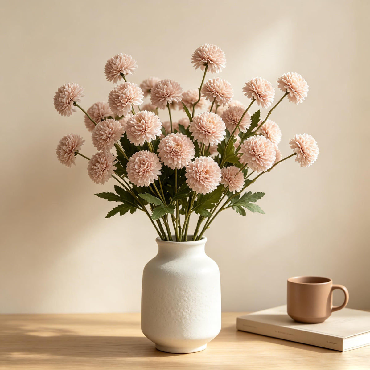 Fake Silk Chrysanthemum, Light Taupe, 10 Pcs