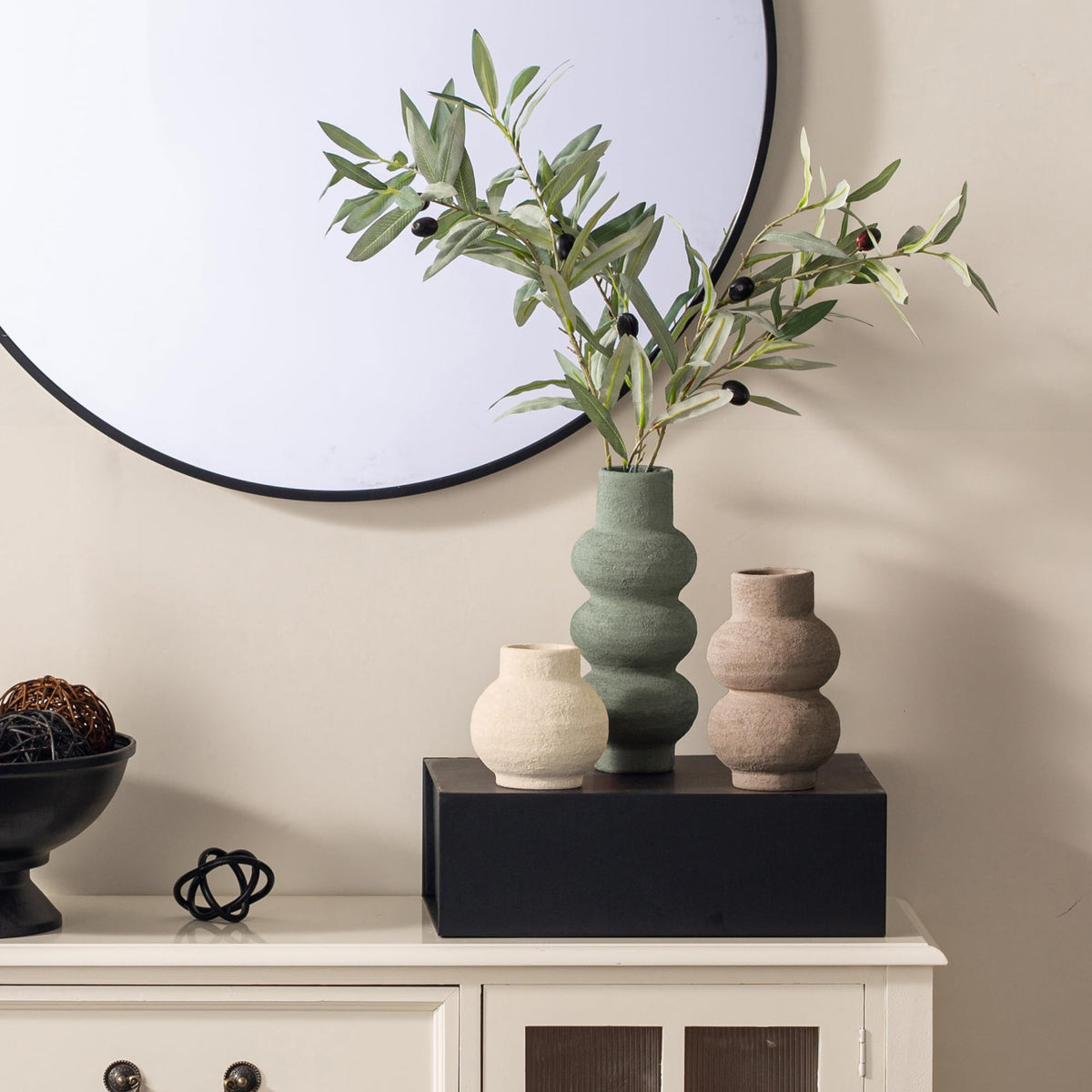 Vanselia Ceramic Vase Set of 3 Home Decor Living Room Table Decorations