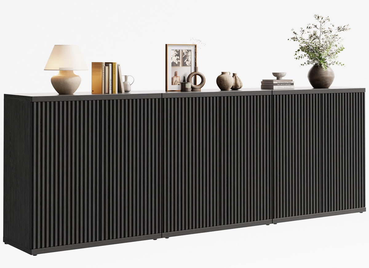 Fluted Buffet Cabinet with Storage Sideboard with 2 Doors & Adjustable Shelf