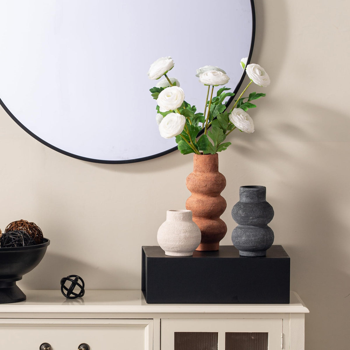 Vanselia Ceramic Vase Set of 3 Home Decor Living Room Table Decorations