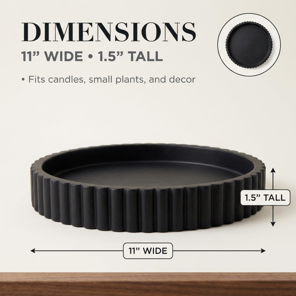 OAKOA Round Decorative Tray Coffee Table Tray - Resin Circle Tray Decor