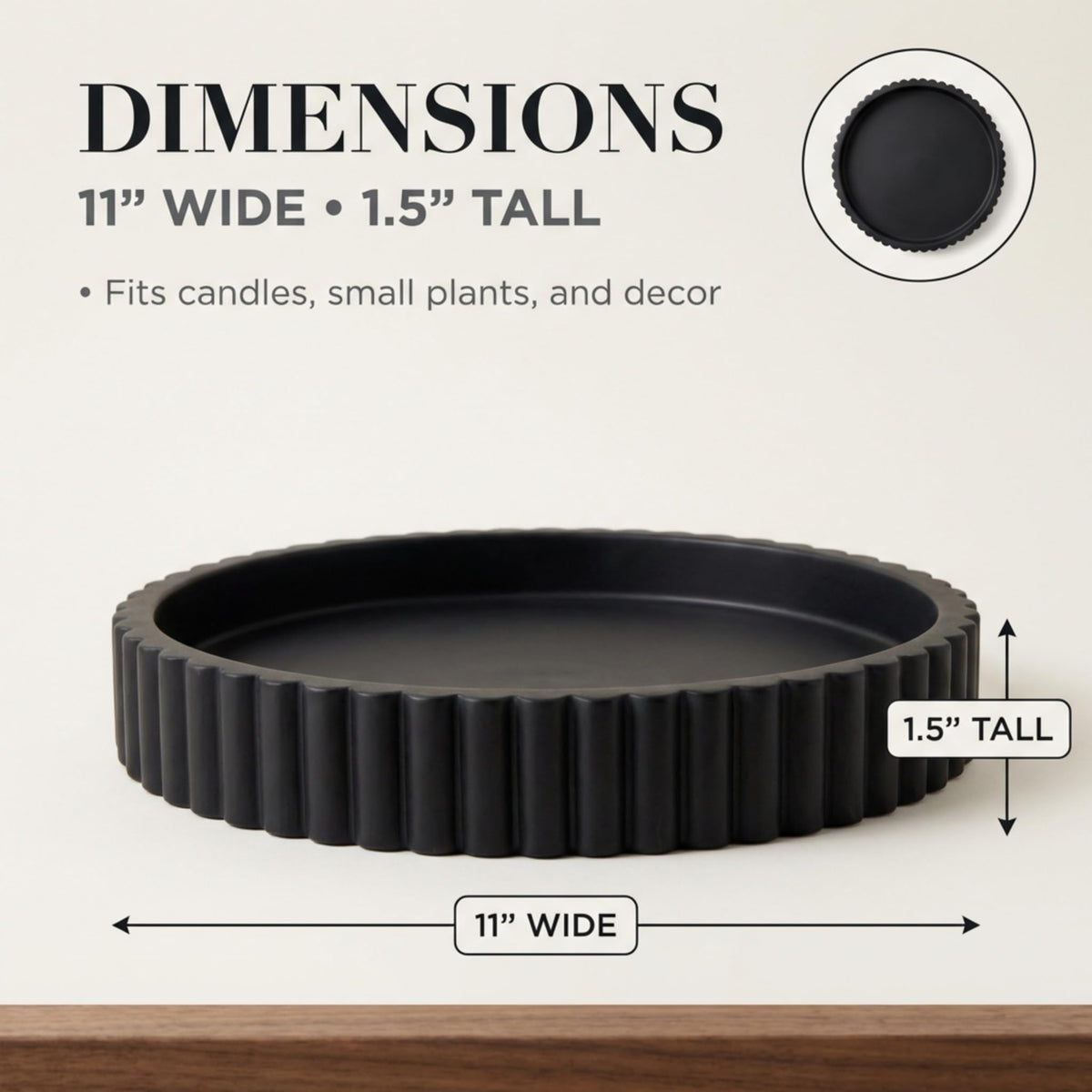 OAKOA Round Decorative Tray Coffee Table Tray - Resin Circle Tray Decor