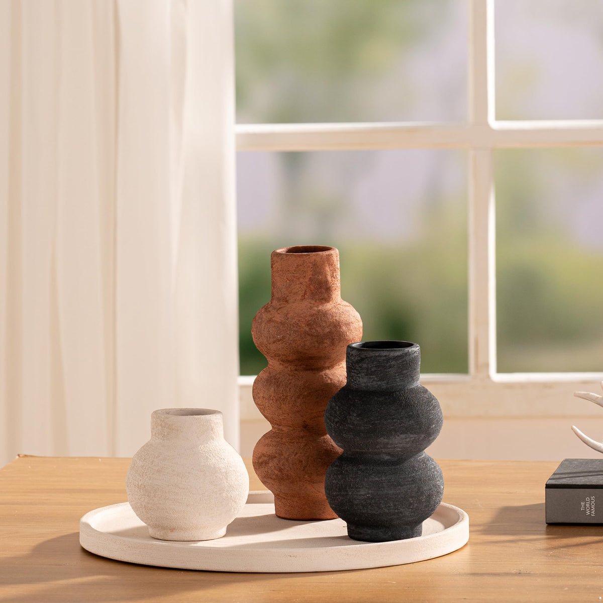 Vanselia Ceramic Vase Set of 3 Home Decor Living Room Table Decorations