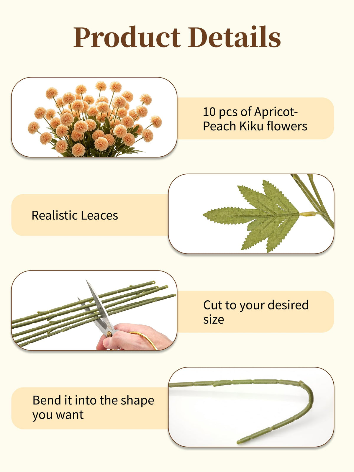 Fake Silk Chrysanthemum, Light Taupe, 10 Pcs