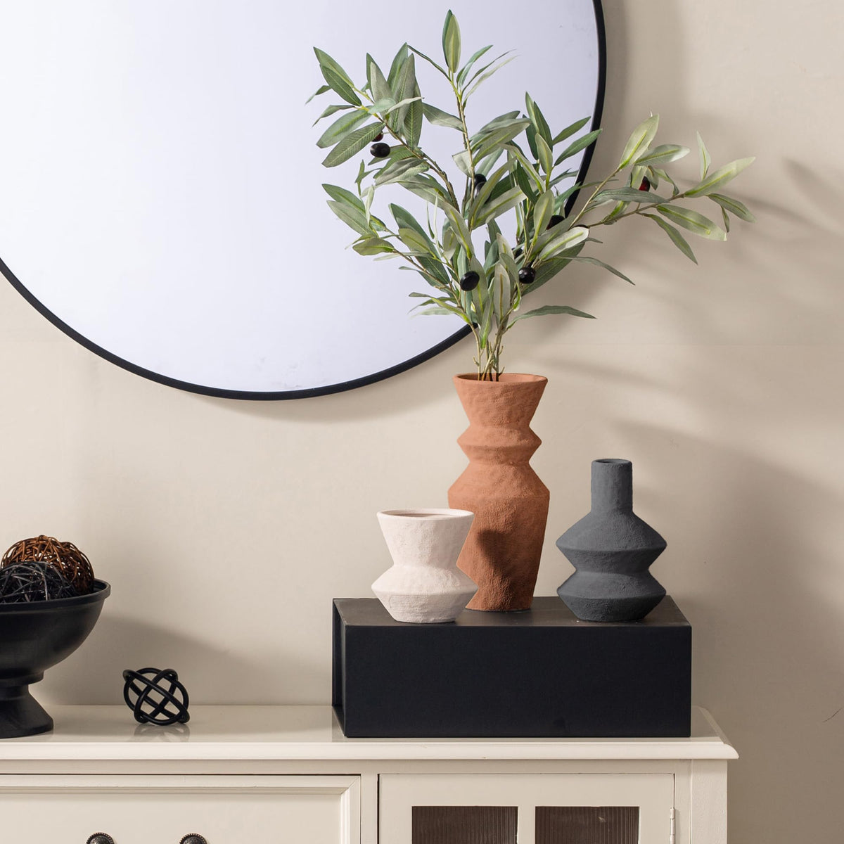 Vanselia Ceramic Vase Set of 3 Home Decor Living Room Table Decorations