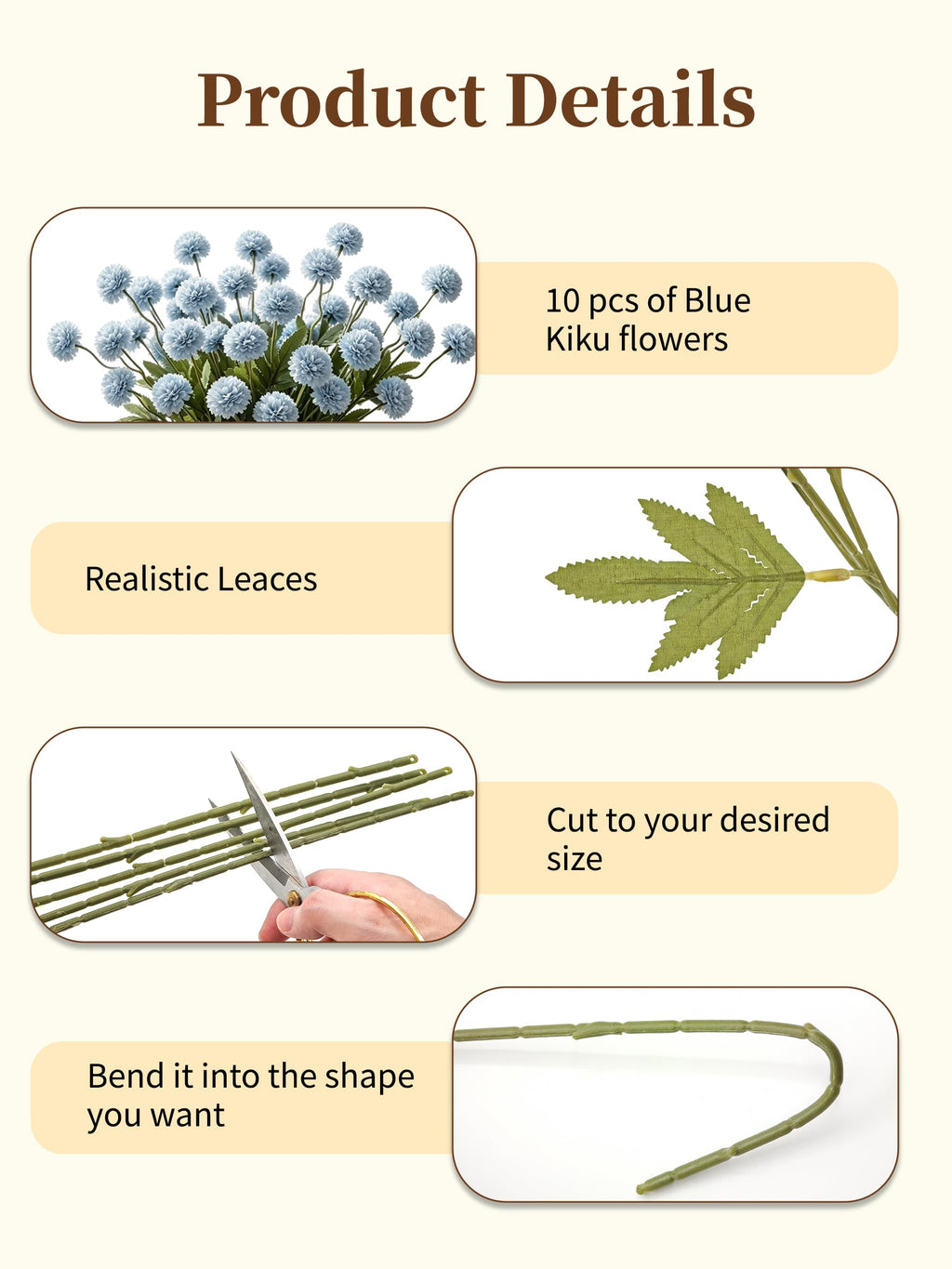 Fake Silk Chrysanthemum, Light Taupe, 10 Pcs
