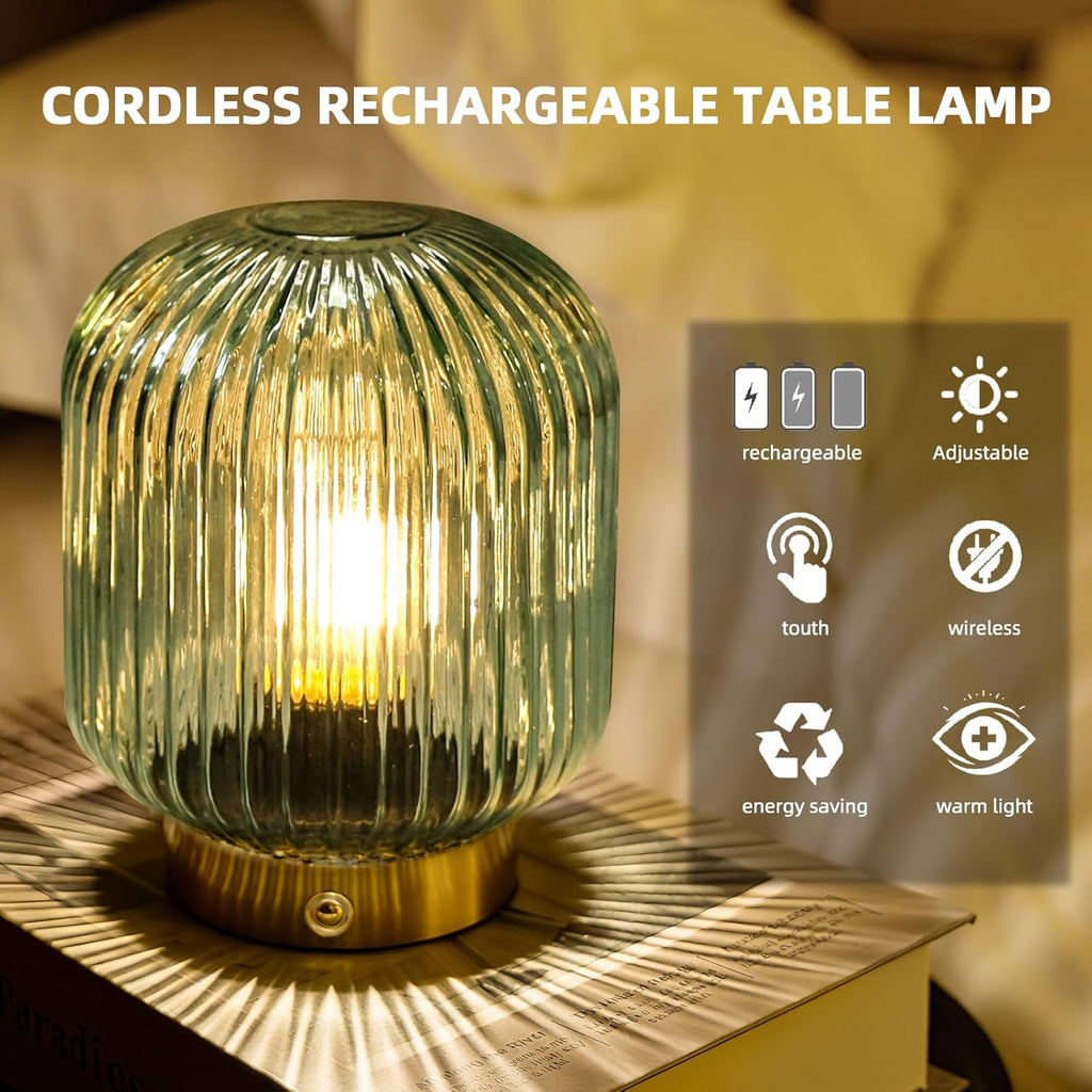 MJ PREMIER Rechargeable Table Lamp,Cordless Lamp with Memory Function,Green