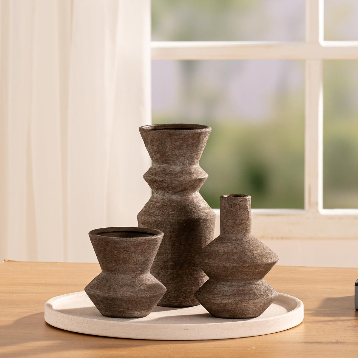 Vanselia Ceramic Vase Set of 3 Home Decor Living Room Table Decorations