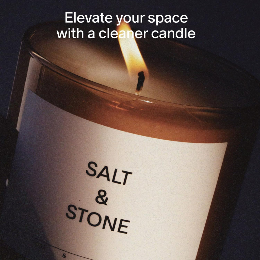 Salt & Stone Coconut & Soy Blend Scented Candle, Santal & Vetiver 8.5 oz