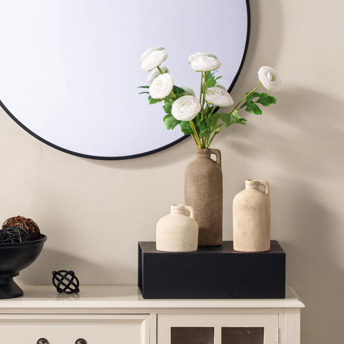 Vanselia Ceramic Vase Set of 3 Home Decor Living Room Table Decorations