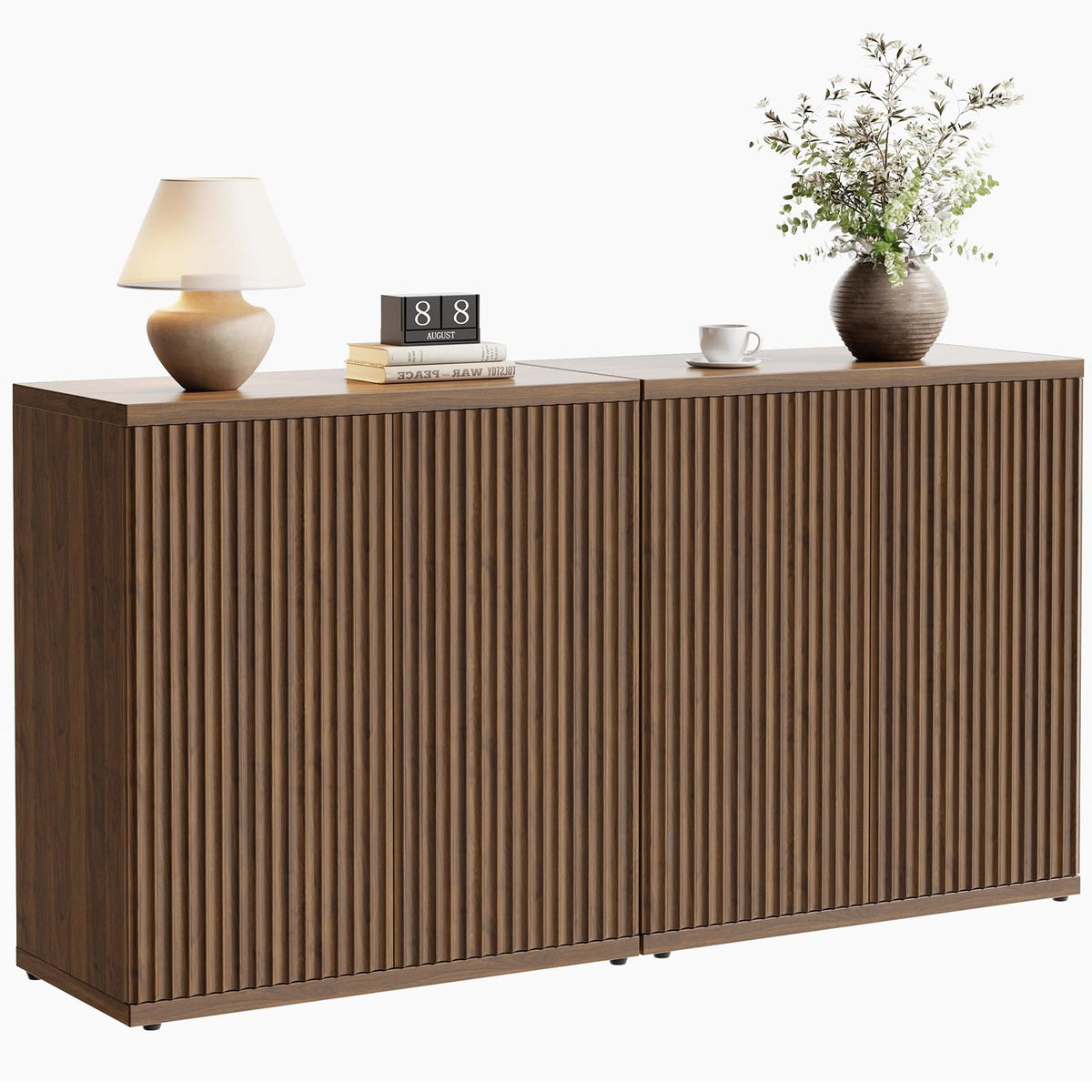 Fluted Buffet Cabinet with Storage Sideboard with 2 Doors & Adjustable Shelf