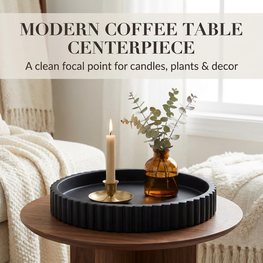 OAKOA Round Decorative Tray Coffee Table Tray - Resin Circle Tray Decor