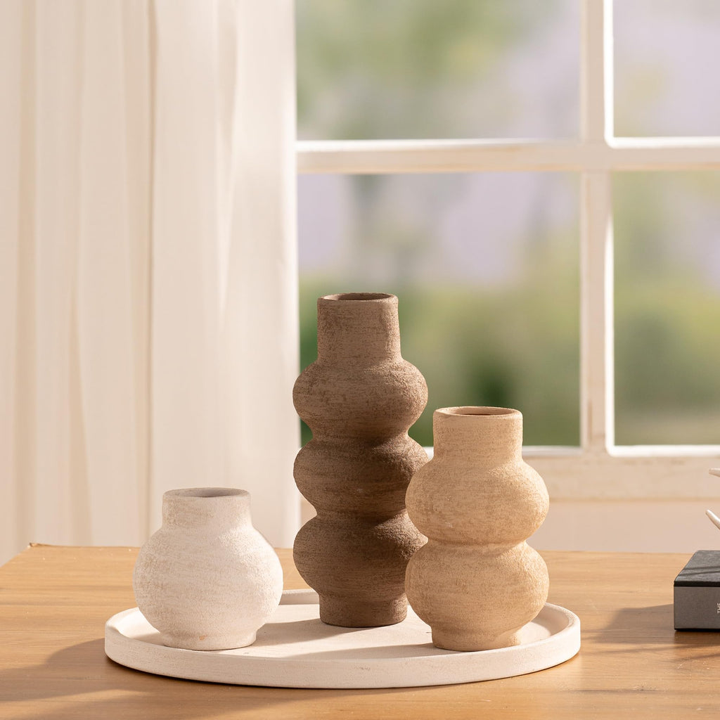 Vanselia Ceramic Vase Set of 3 Home Decor Living Room Table Decorations