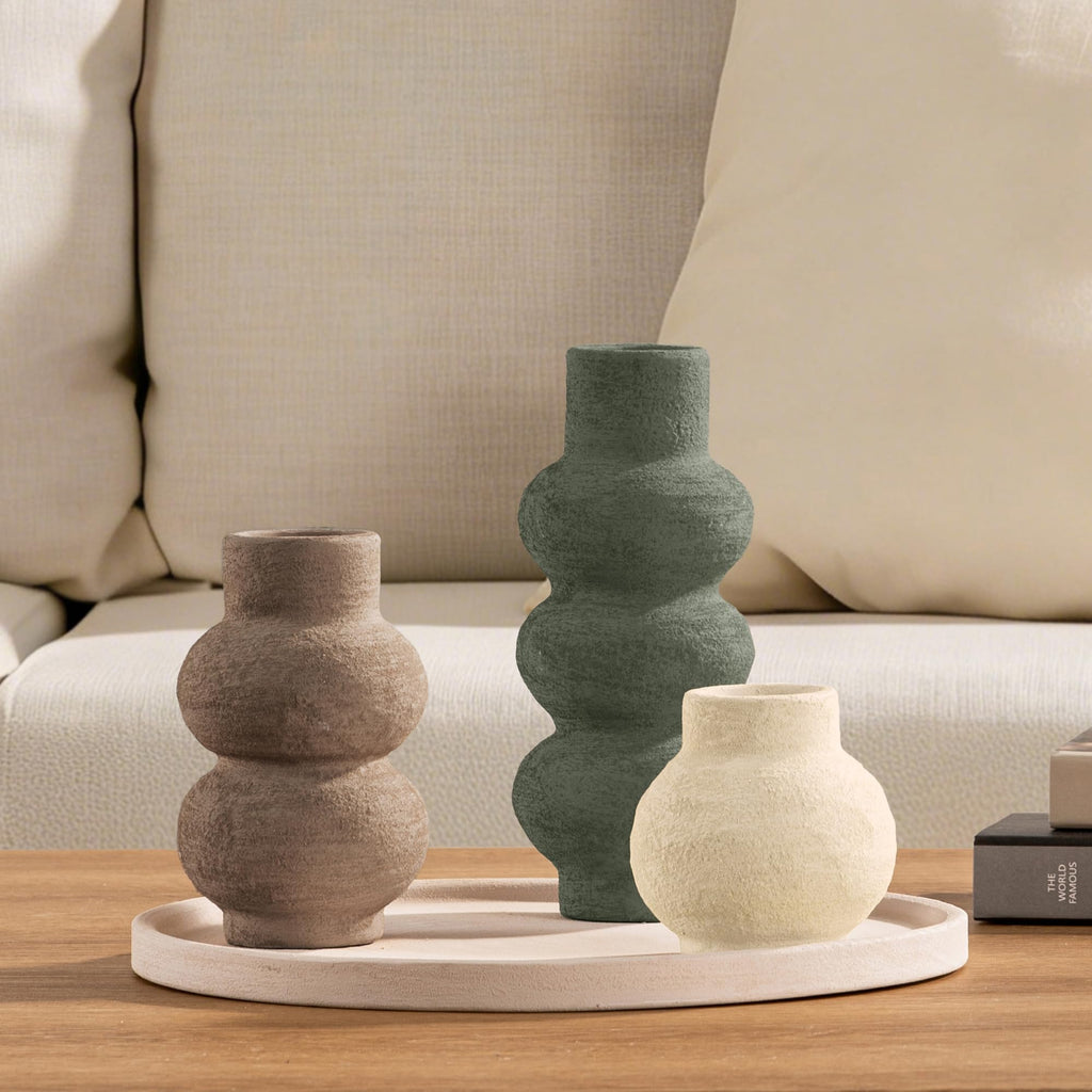 Vanselia Ceramic Vase Set of 3 Home Decor Living Room Table Decorations