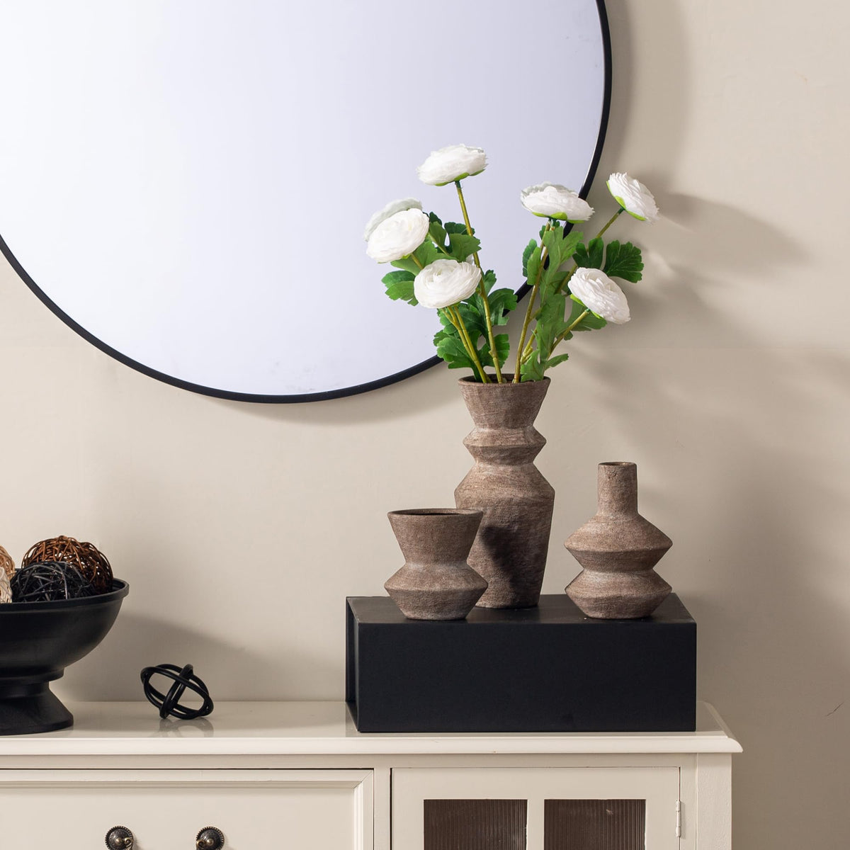 Vanselia Ceramic Vase Set of 3 Home Decor Living Room Table Decorations