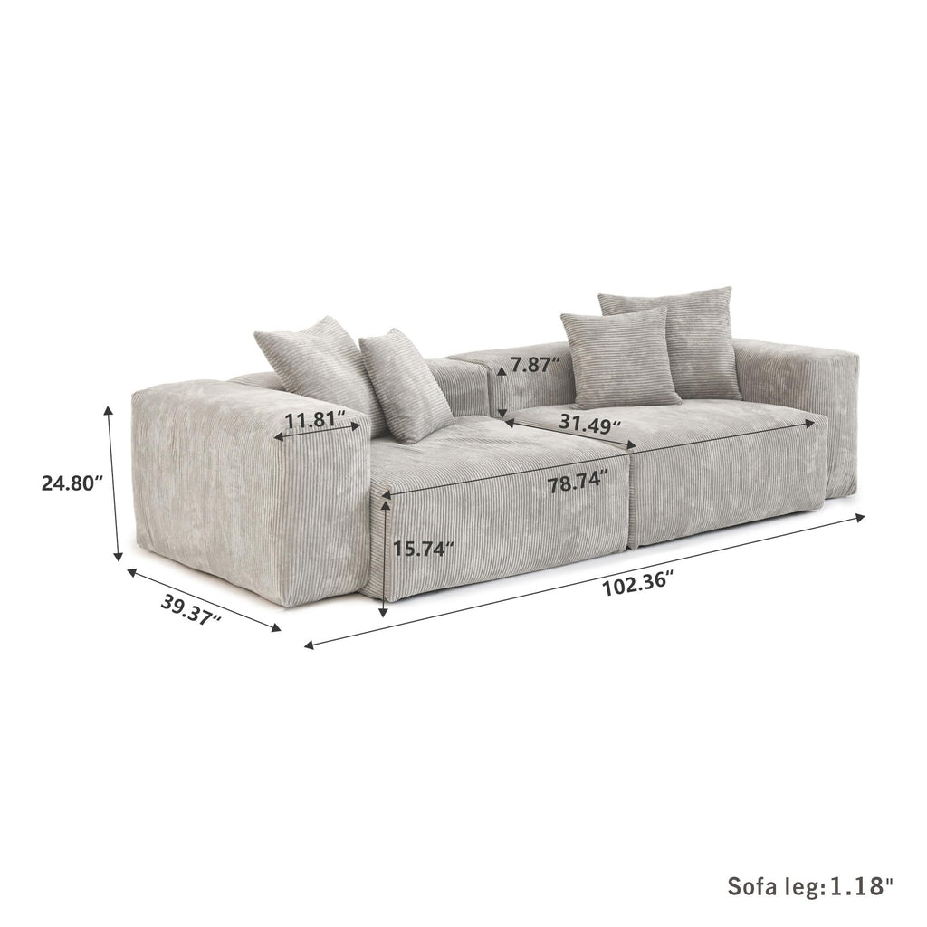 WJShome Cloud Couch Modular Sectional Sofa,141.73inch L Shaped Couch,Oversized Corduroy Couches with Ottoman and Pillows, Beige 4 Seaters Cushion Covers Removable& Washable