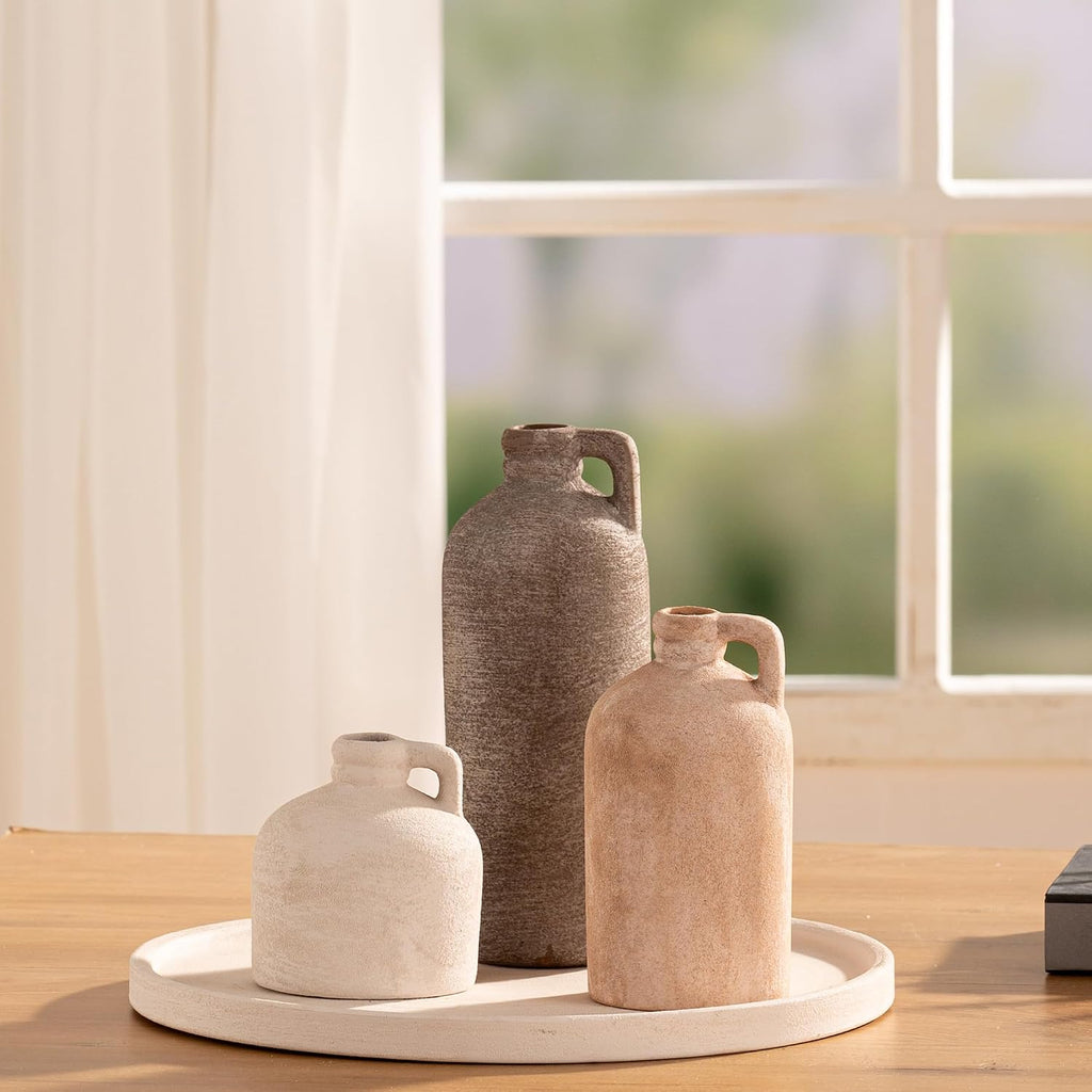 Vanselia Ceramic Vase Set of 3 Home Decor Living Room Table Decorations