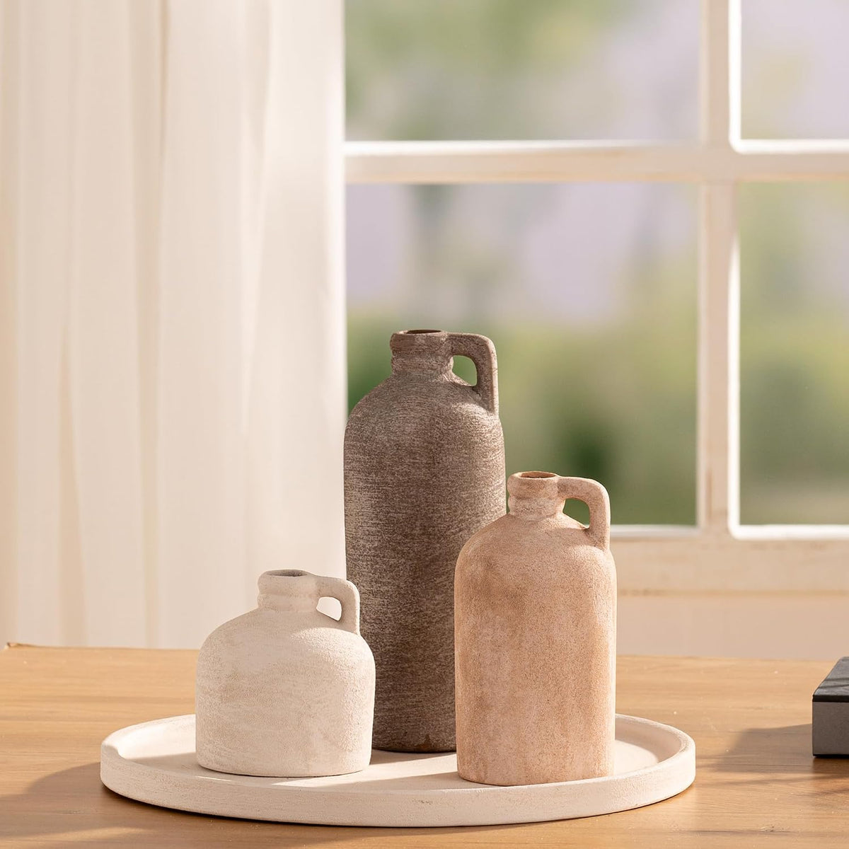 Vanselia Ceramic Vase Set of 3 Home Decor Living Room Table Decorations