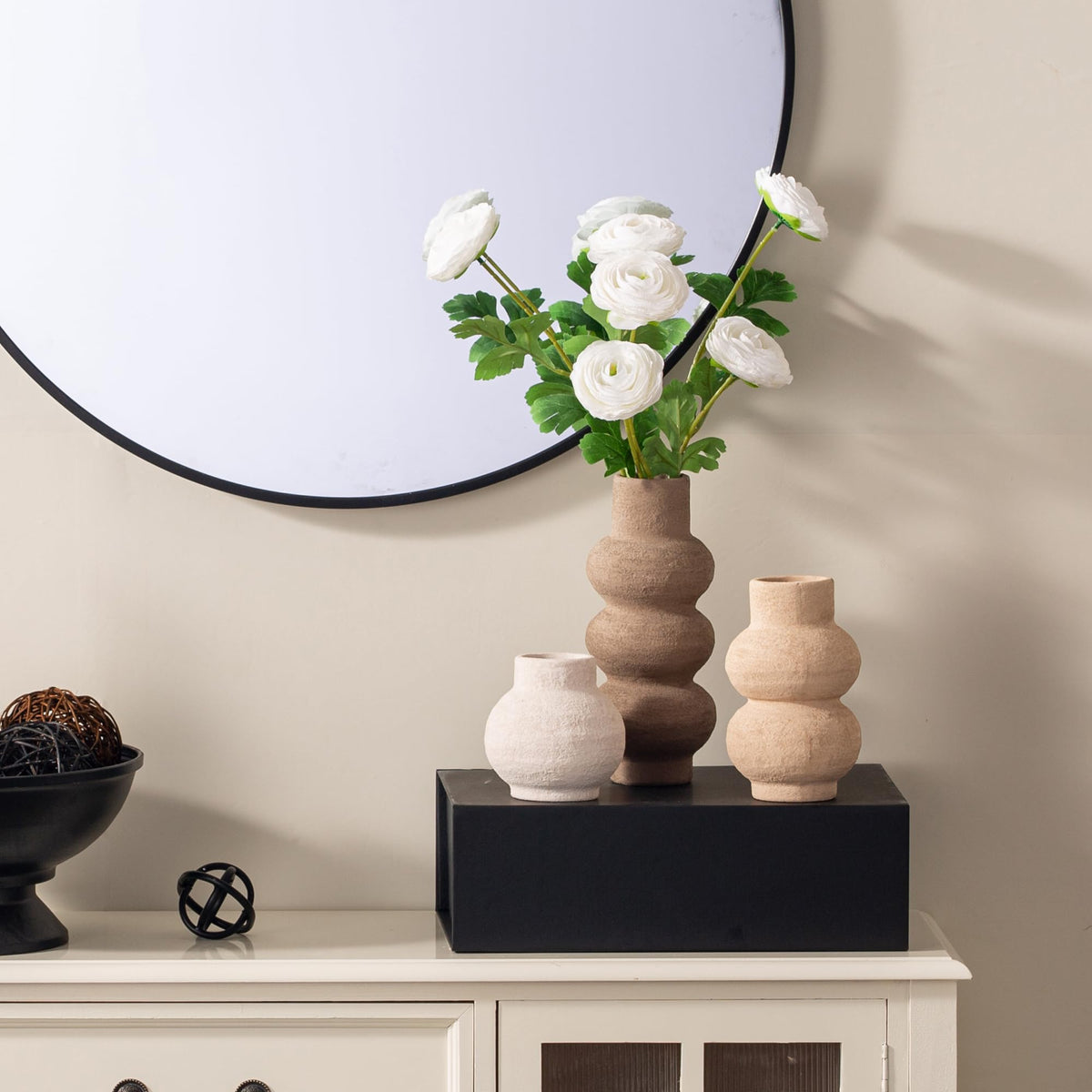 Vanselia Ceramic Vase Set of 3 Home Decor Living Room Table Decorations