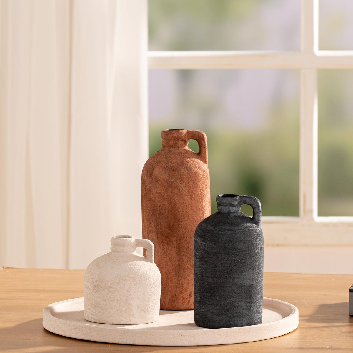 Vanselia Ceramic Vase Set of 3 Home Decor Living Room Table Decorations