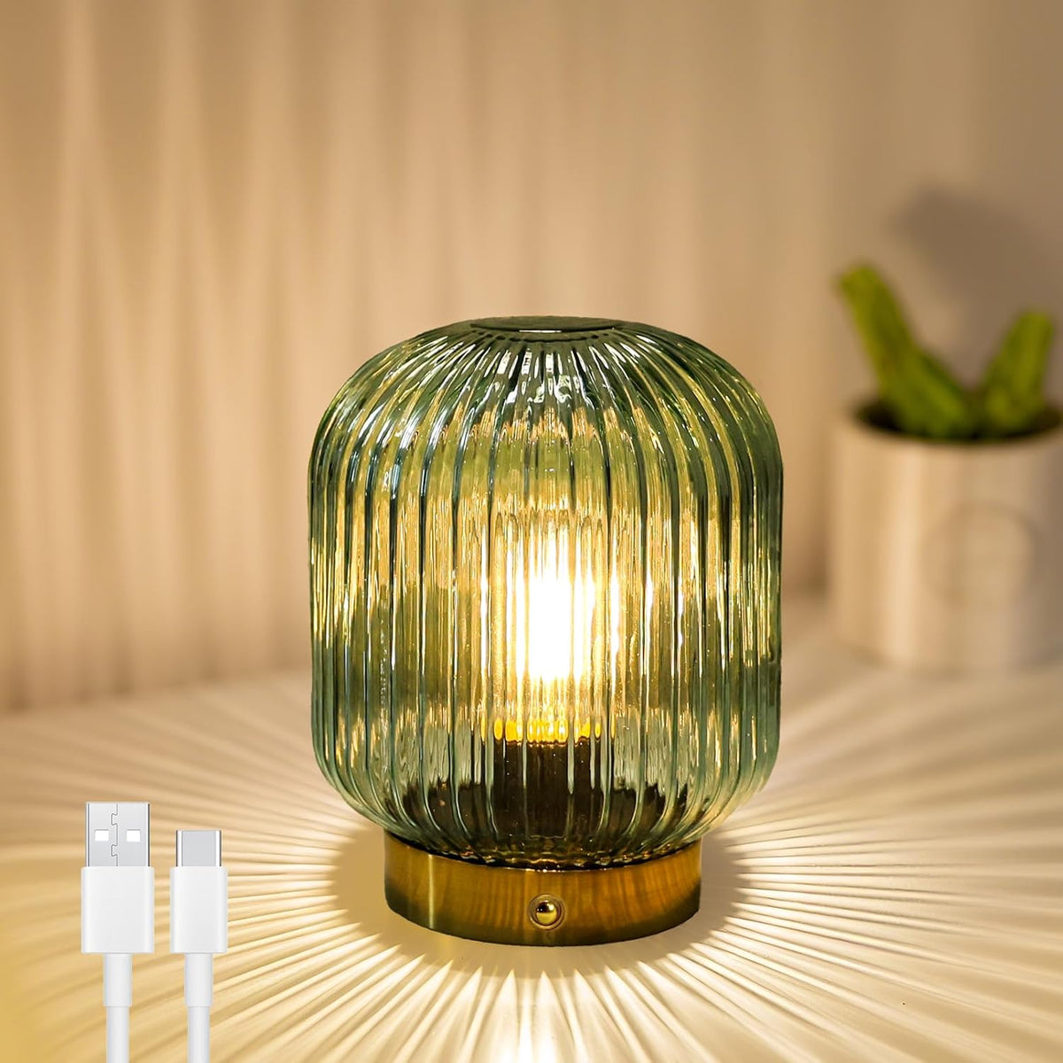 MJ PREMIER Rechargeable Table Lamp,Cordless Lamp with Memory Function,Green