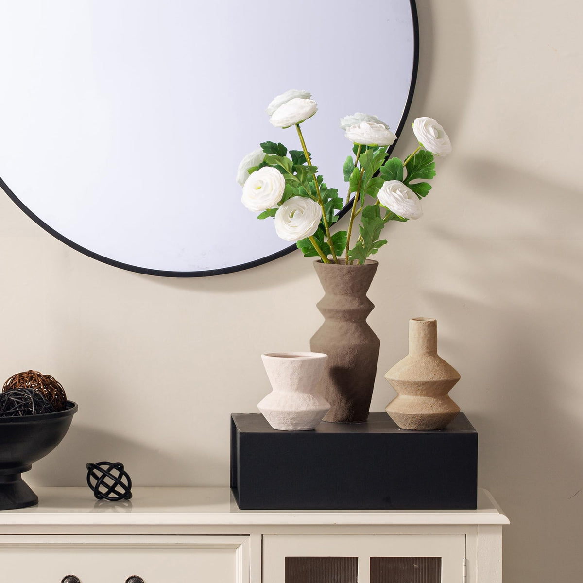 Vanselia Ceramic Vase Set of 3 Home Decor Living Room Table Decorations