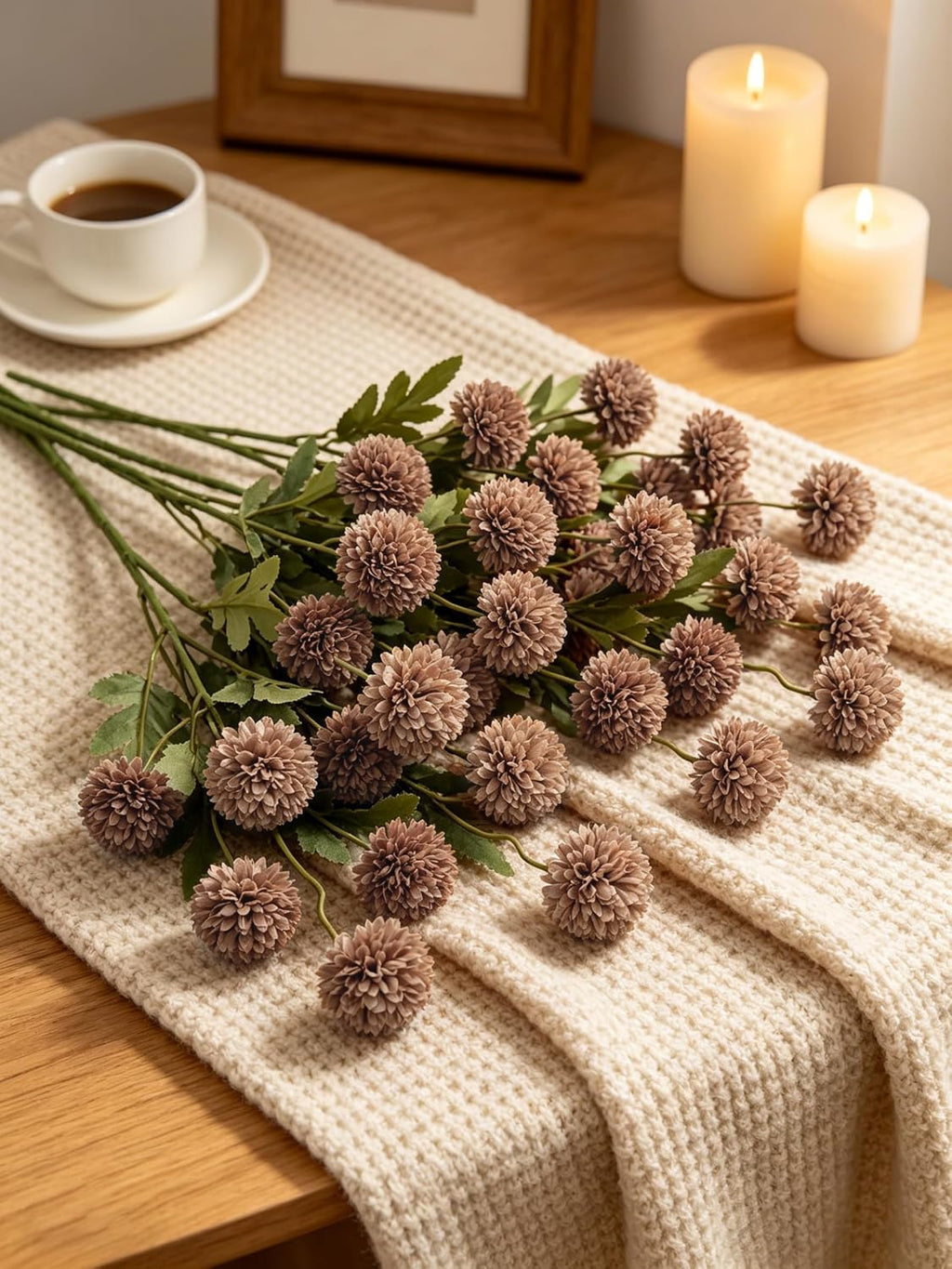 Fake Silk Chrysanthemum, Light Taupe, 10 Pcs