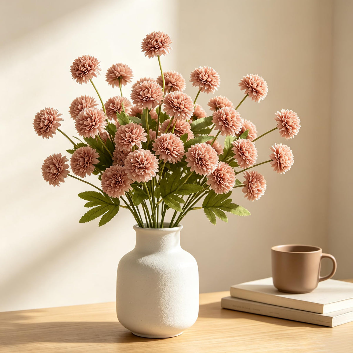 Fake Silk Chrysanthemum, Light Taupe, 10 Pcs