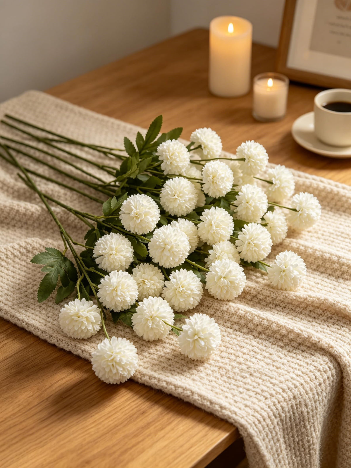 Fake Silk Chrysanthemum, Light Taupe, 10 Pcs
