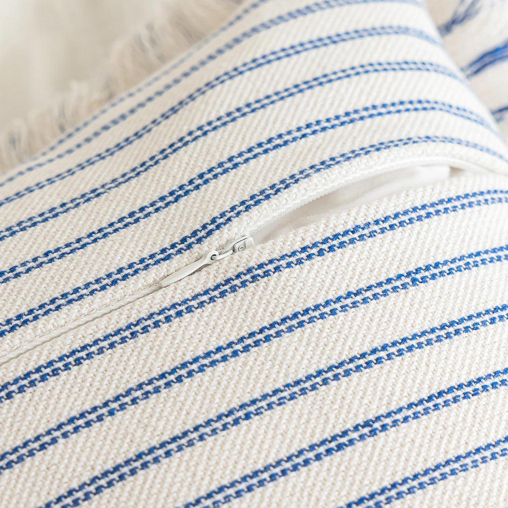 YEENAASY Throw Pillow Covers 18x18 Boho Striped Pillow Cases with Tassel