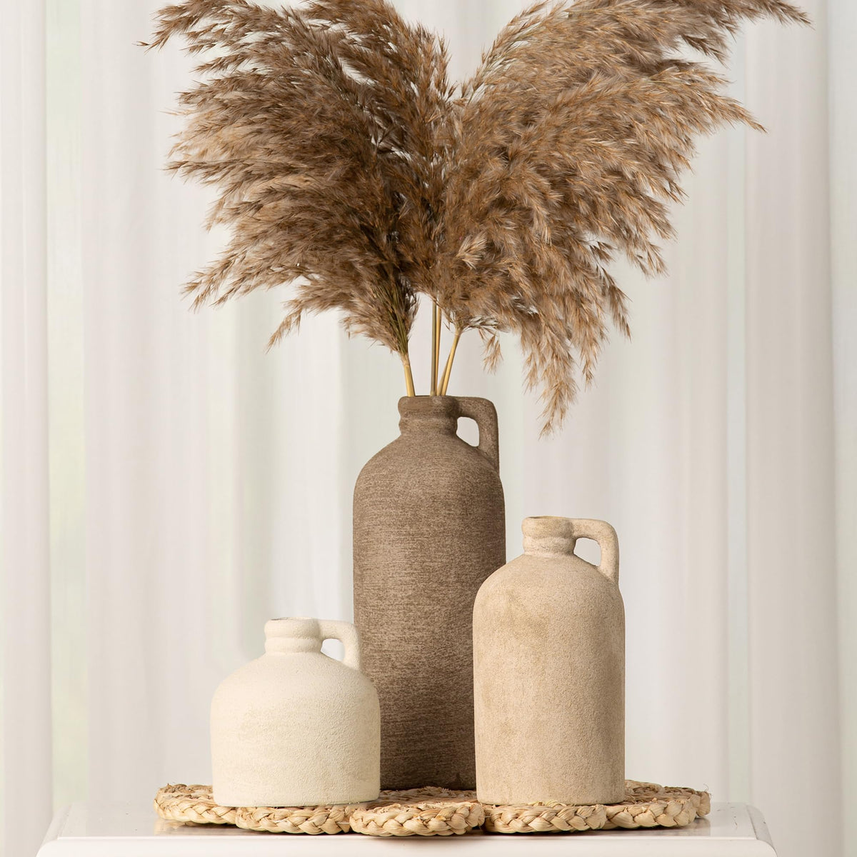 Vanselia Ceramic Vase Set of 3 Home Decor Living Room Table Decorations