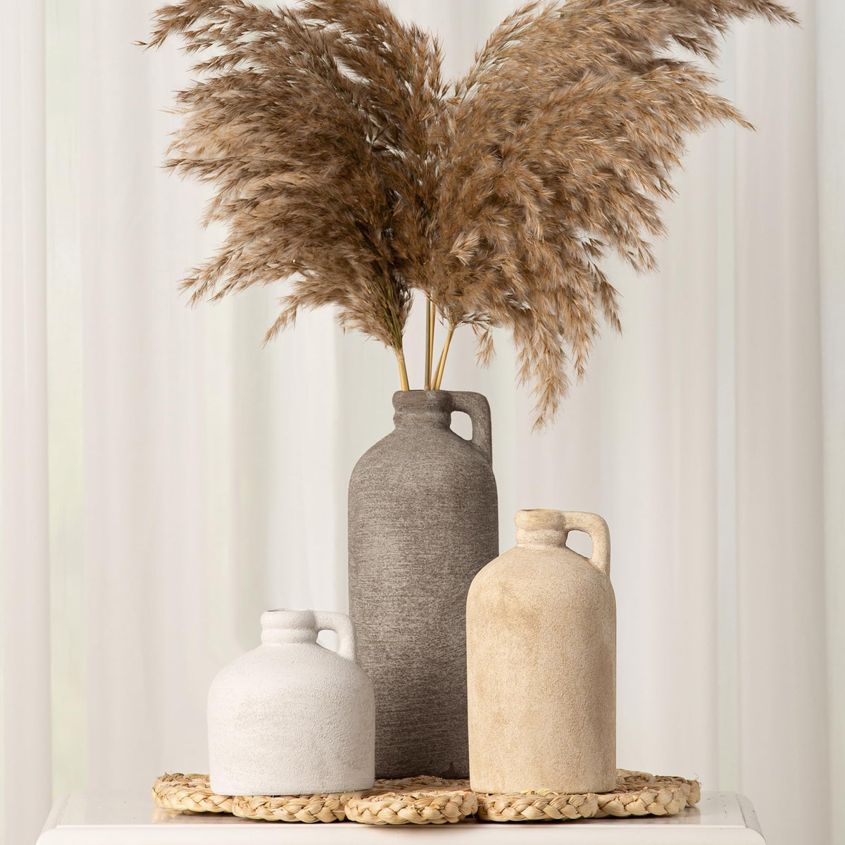 Vanselia Ceramic Vase Set of 3 Home Decor Living Room Table Decorations