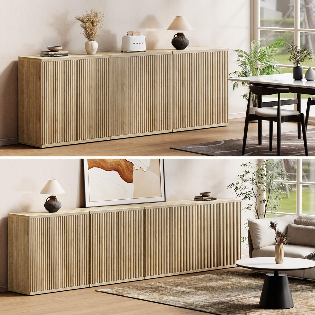 Fluted Buffet Cabinet with Storage Sideboard with 2 Doors & Adjustable Shelf