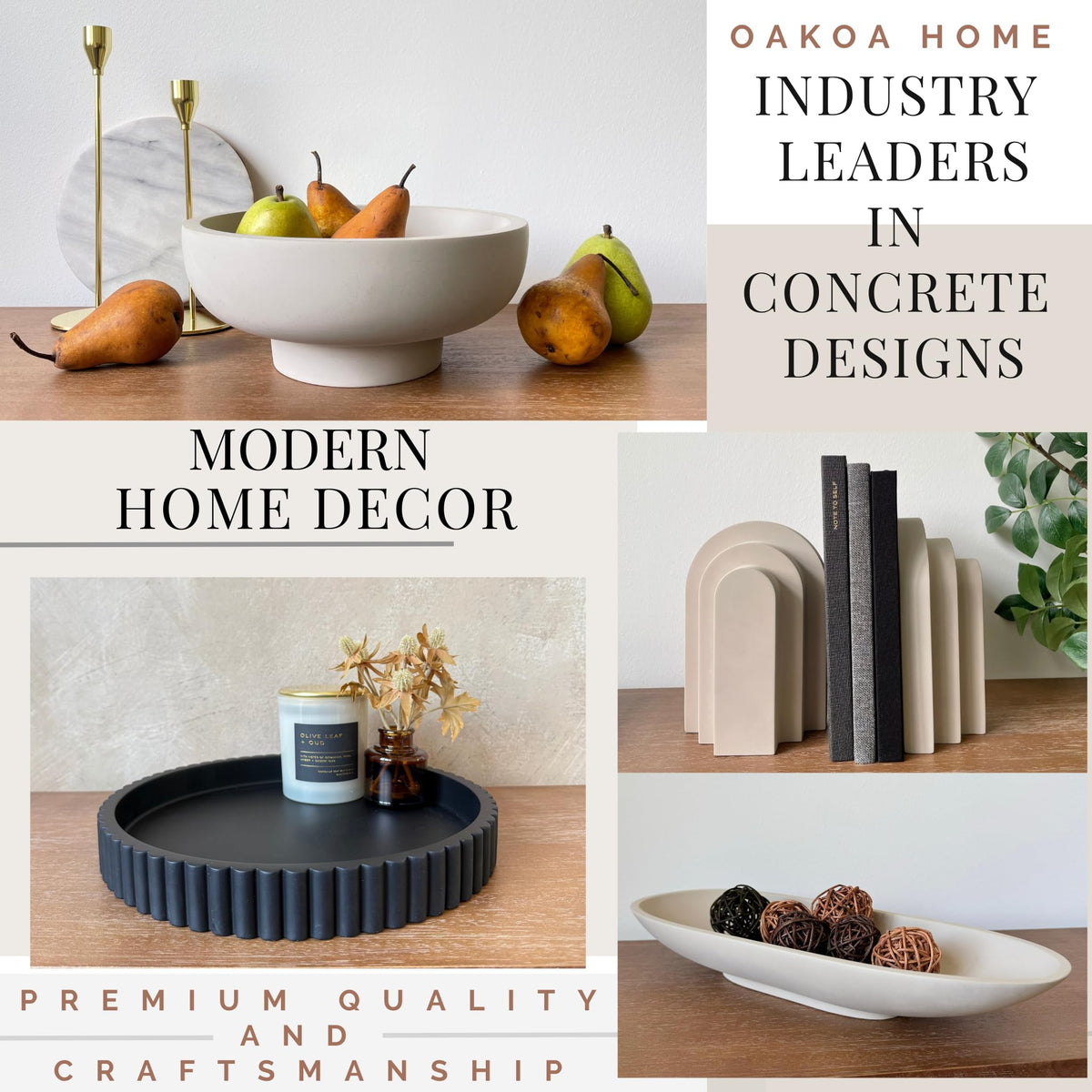 OAKOA Round Decorative Tray Coffee Table Tray - Resin Circle Tray Decor