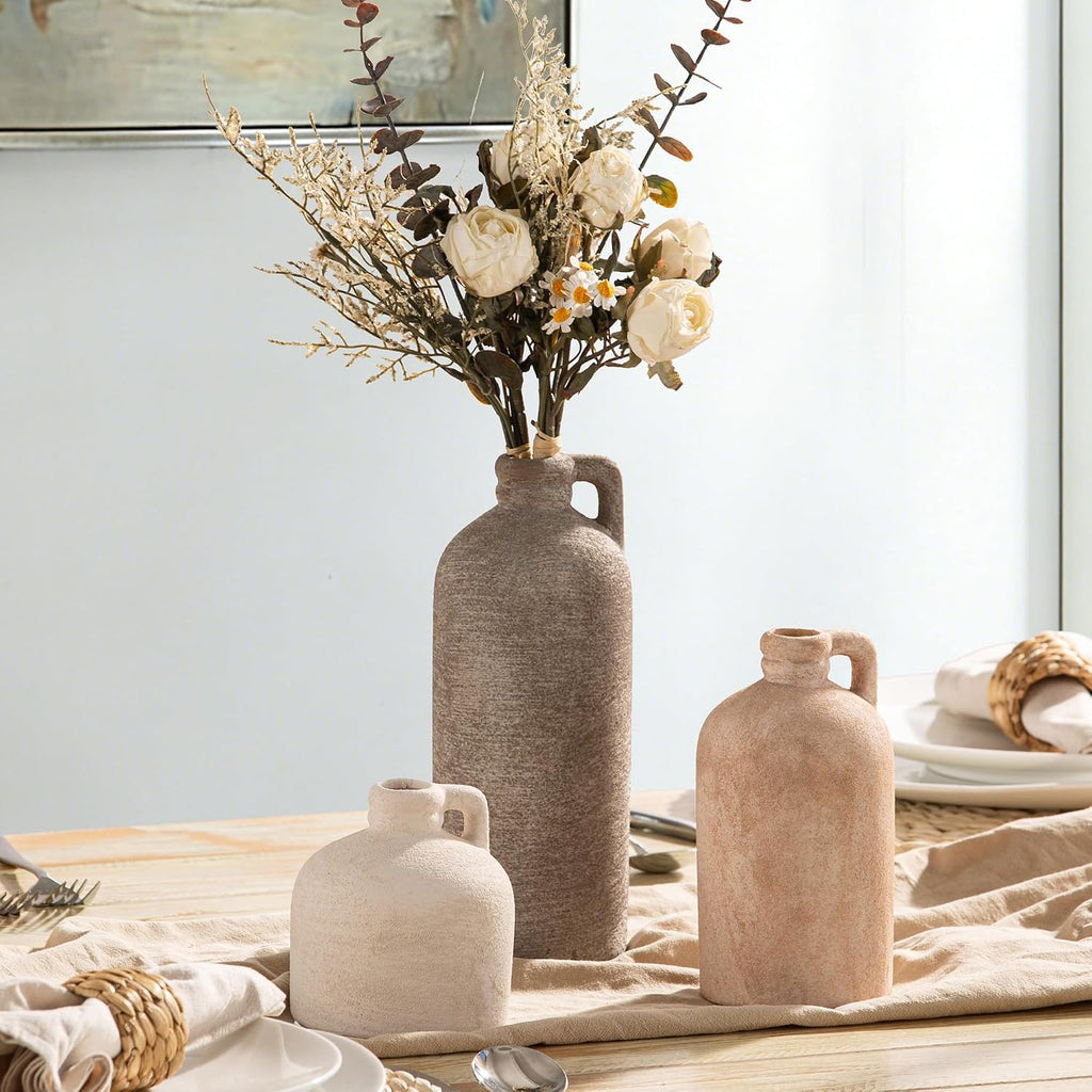 Vanselia Ceramic Vase Set of 3 Home Decor Living Room Table Decorations