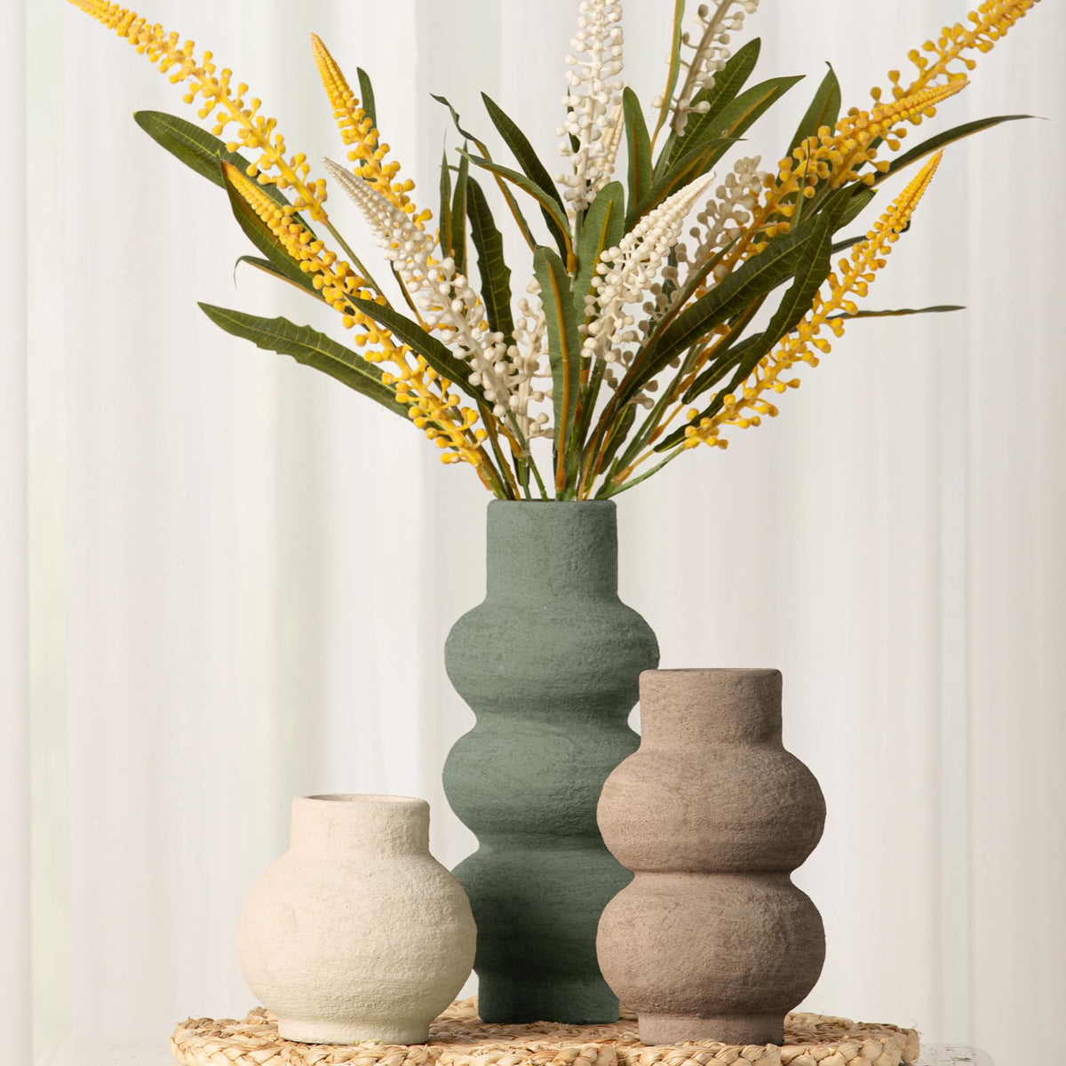 Vanselia Ceramic Vase Set of 3 Home Decor Living Room Table Decorations