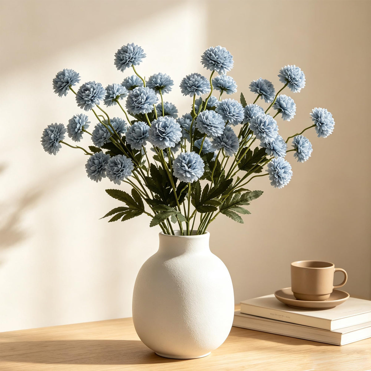 Fake Silk Chrysanthemum, Light Taupe, 10 Pcs
