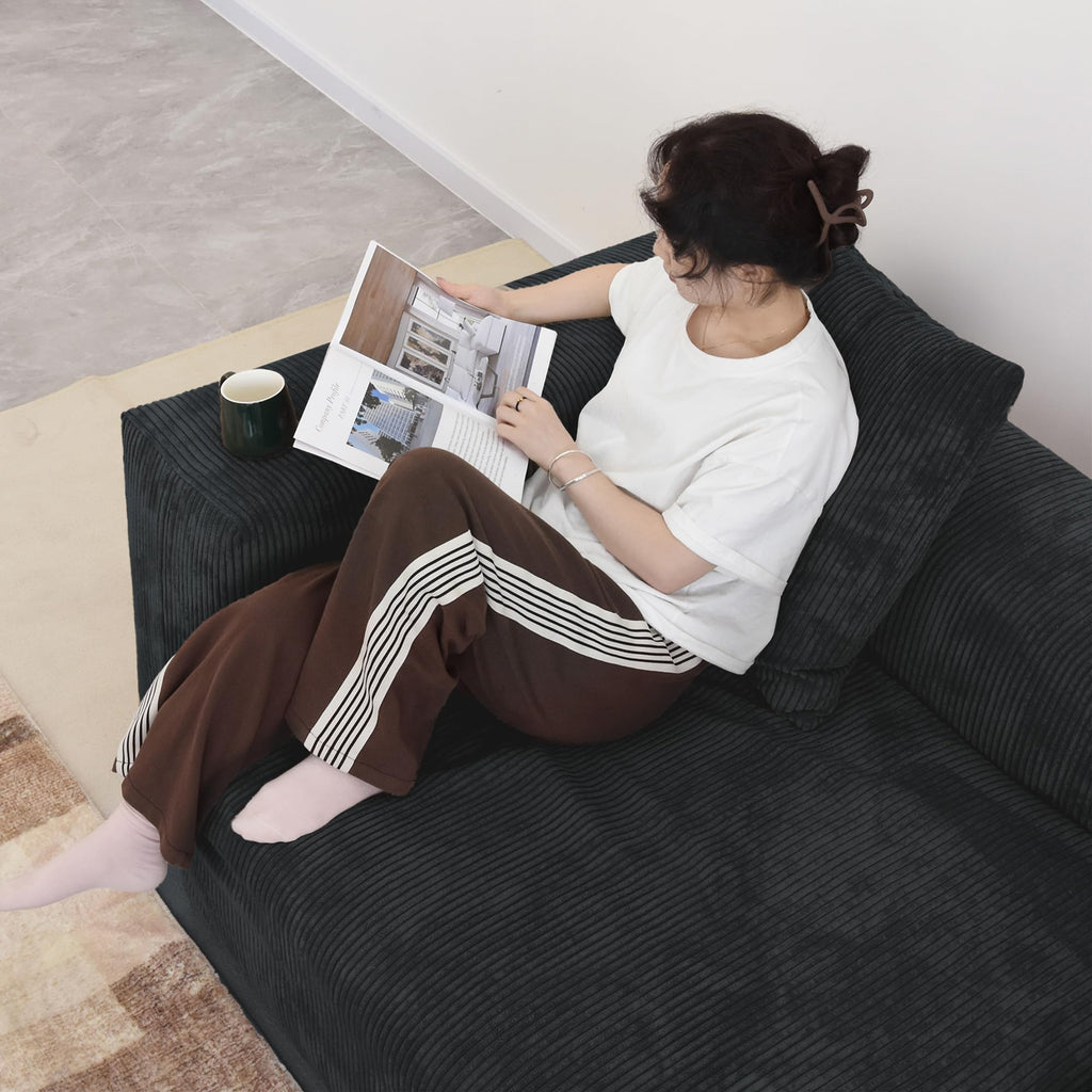 WJShome Cloud Couch Modular Sectional Sofa,141.73inch L Shaped Couch,Oversized Corduroy Couches with Ottoman and Pillows, Beige 4 Seaters Cushion Covers Removable& Washable