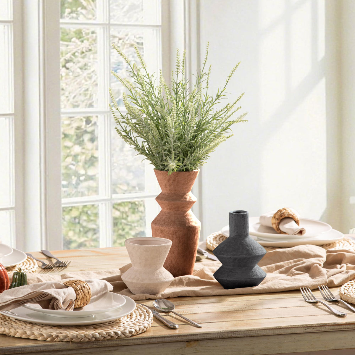 Vanselia Ceramic Vase Set of 3 Home Decor Living Room Table Decorations