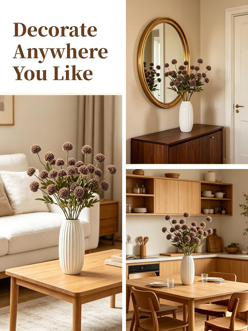 Fake Silk Chrysanthemum, Light Taupe, 10 Pcs