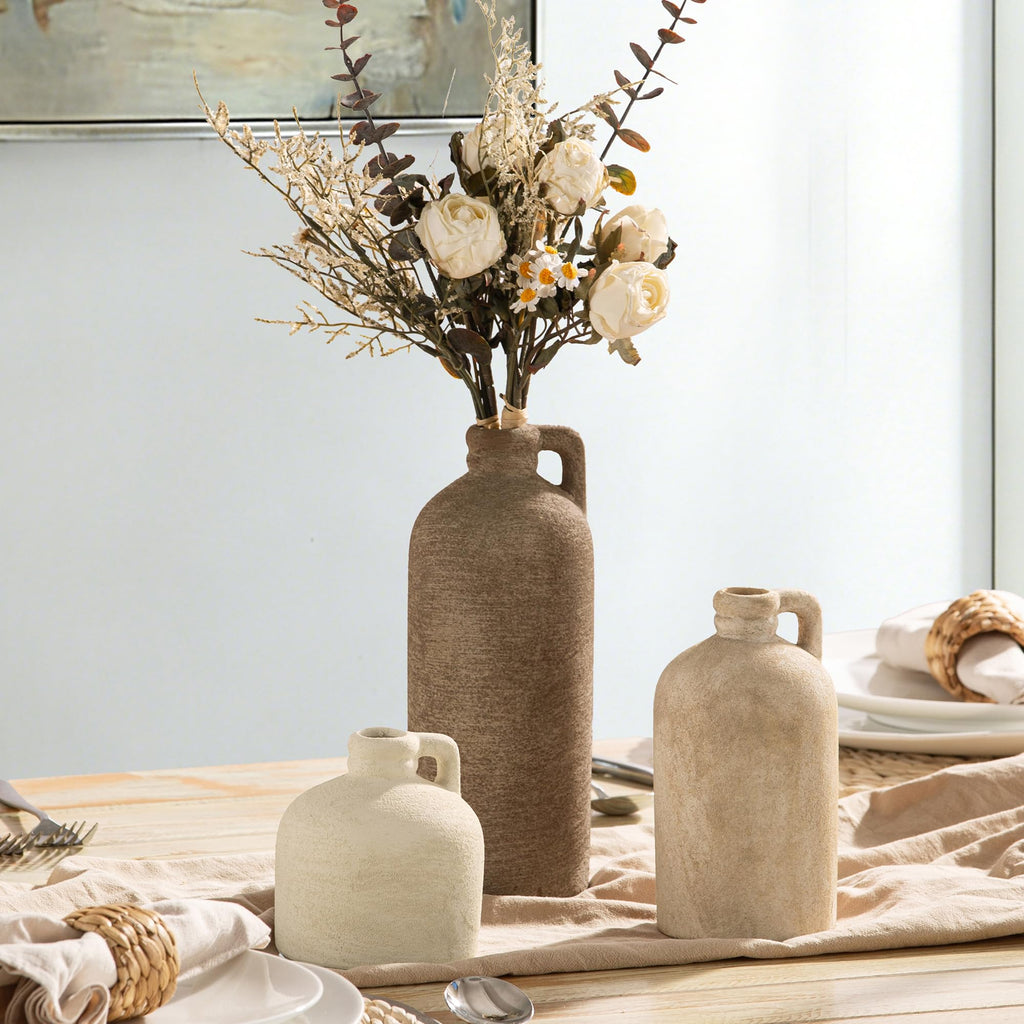 Vanselia Ceramic Vase Set of 3 Home Decor Living Room Table Decorations