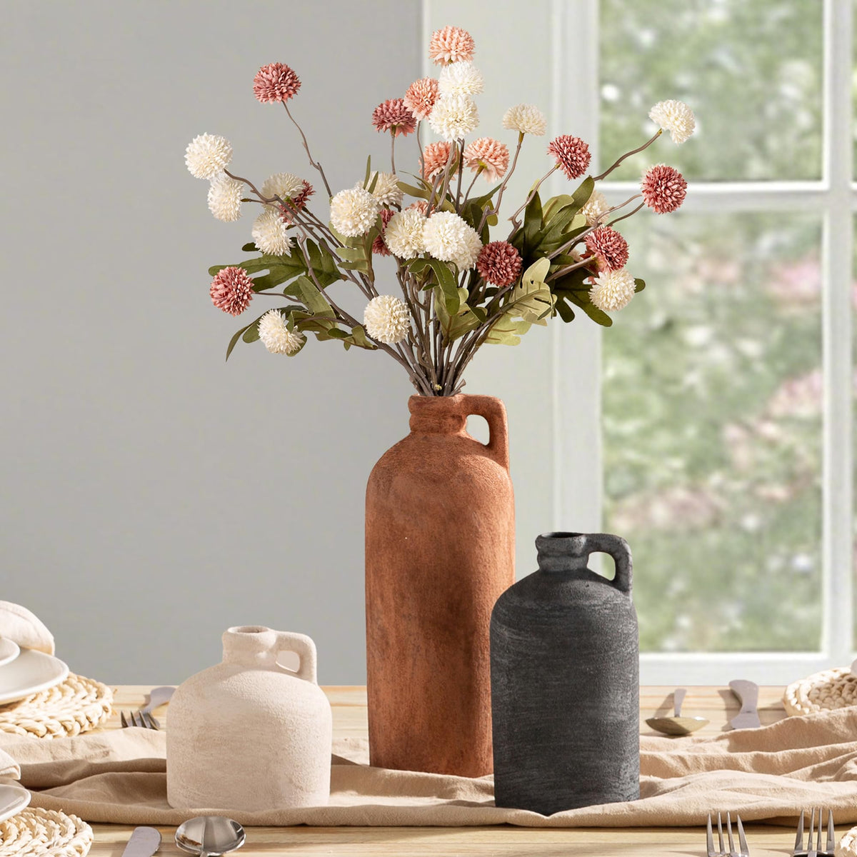 Vanselia Ceramic Vase Set of 3 Home Decor Living Room Table Decorations