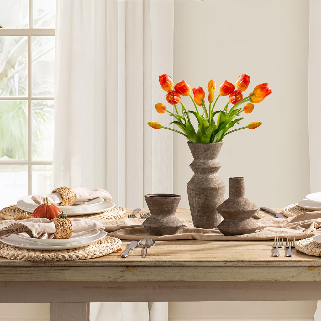 Vanselia Ceramic Vase Set of 3 Home Decor Living Room Table Decorations