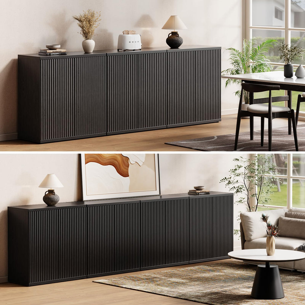 Fluted Buffet Cabinet with Storage Sideboard with 2 Doors & Adjustable Shelf